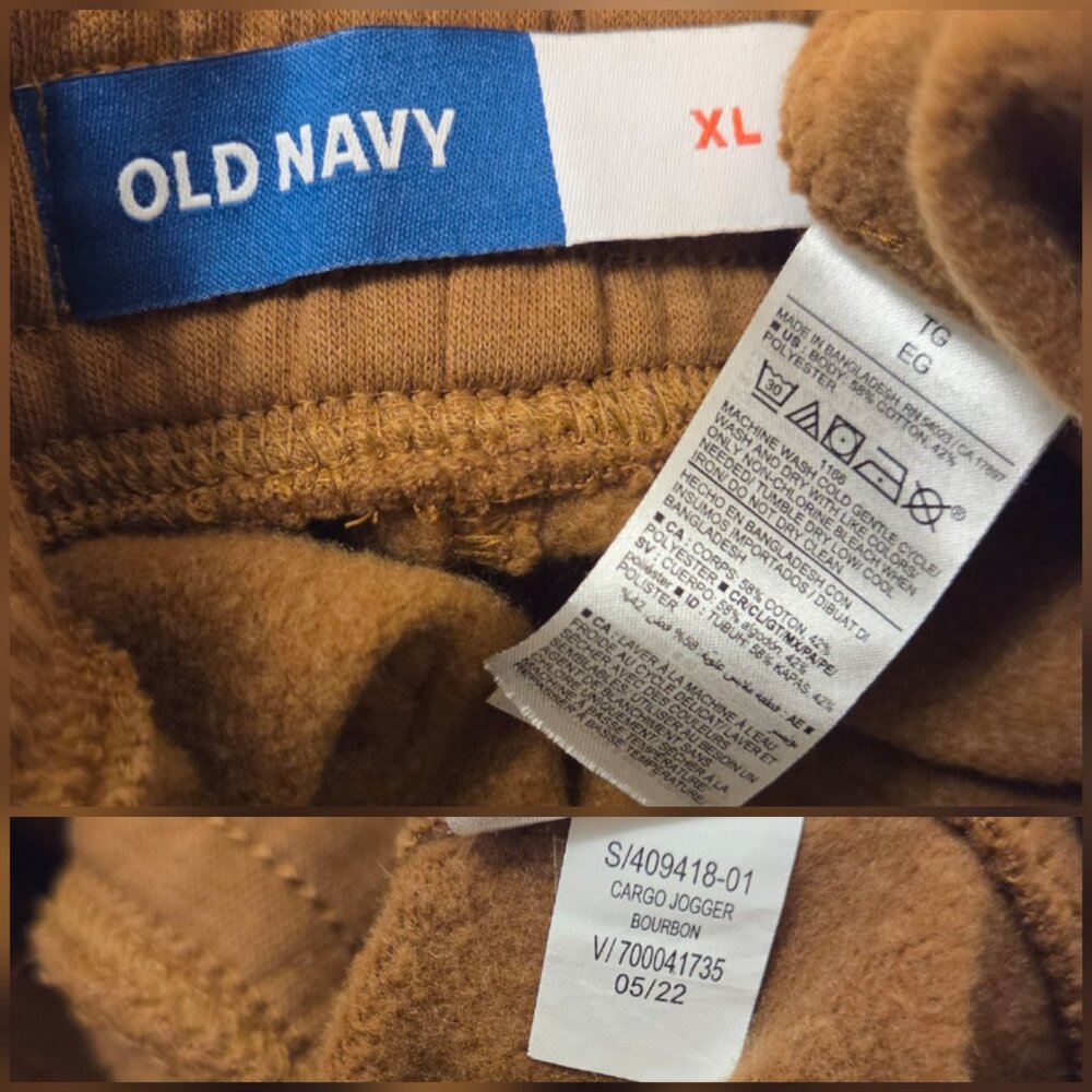 Old Navy Men’s Cargo Jogger Sweatpants Bourbon Tan Brown - XL - Picture 9 of 14